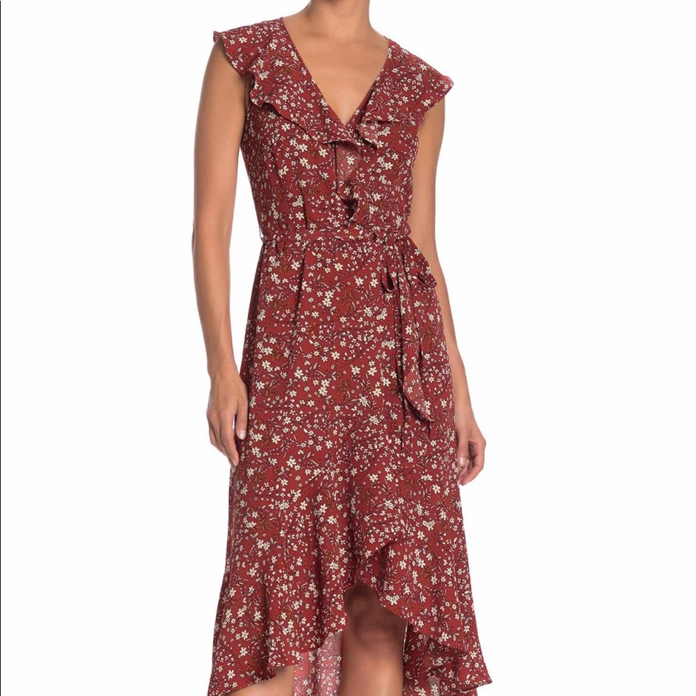 NWOT Max Studio Floral Ruffle Wrap Dress Small S